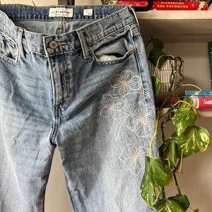 lucky brand jeans with floral embroidery